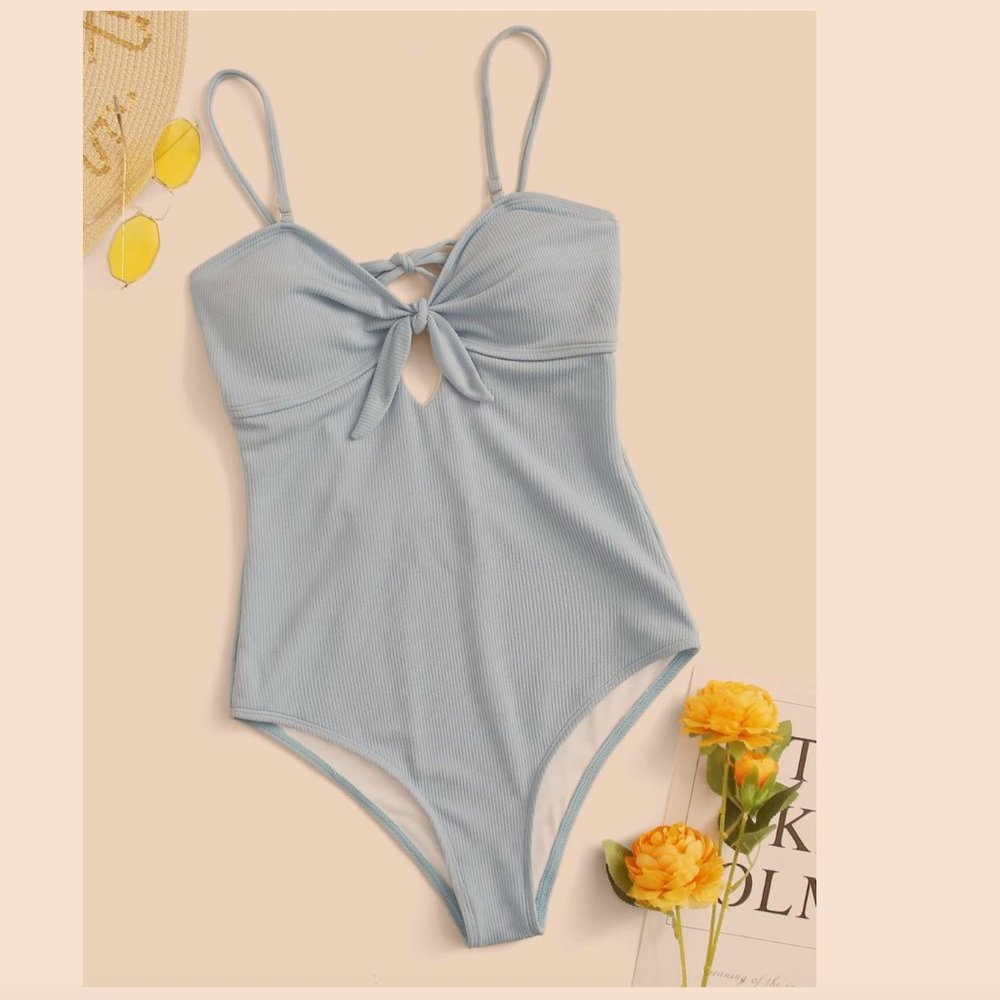 Tie Front One Piece Swimsuit